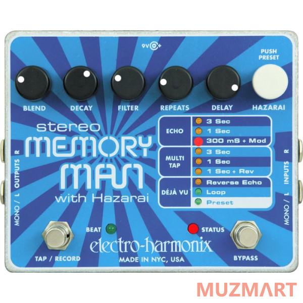 Electro-Harmonix Stereo Memory Man w/ Hazarai Гитарная педаль