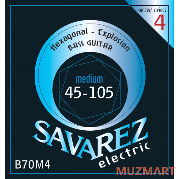 Savarez B70M4 Hexagonal Explosion Medium струны для бас-гитары 45-105