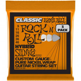 Ernie Ball 3252 Pure Classic RnR Slinky Hybrid 3 Pack 9-46 Струны для электрогитары, 3 комплекта