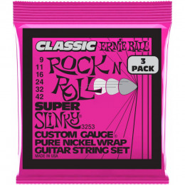 Ernie Ball 3253 Pure Classic RnR Slinky Super 3 Pack 9-42 Струны для электрогитары, 3 комплекта