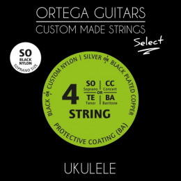 Ortega UKSBK-SO Select Комплект струн для укулеле сопрано, черный нейлон, с покрытием