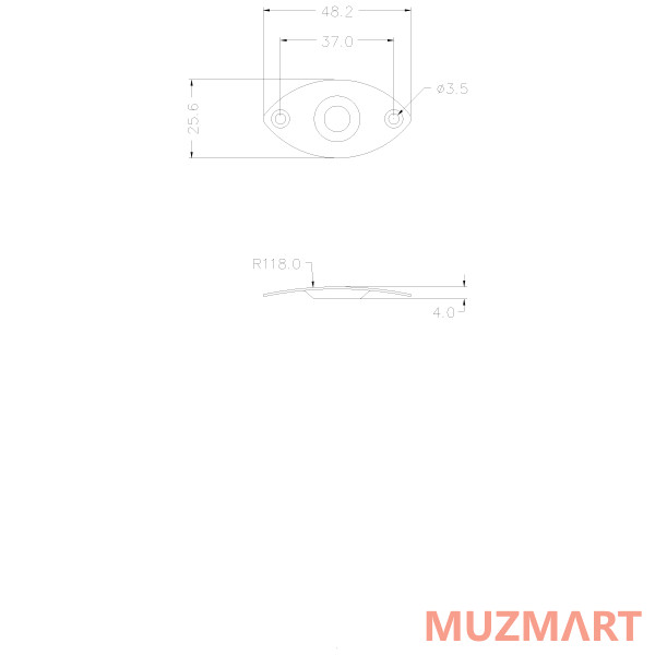 Musiclily MX0670 Выходной разъем электрогитары с накладкой, овальный, хром