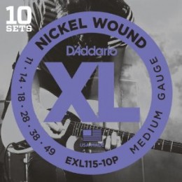 D'Addario EXL115-10P Струны для электрогитары (набор из 10 комплектов)