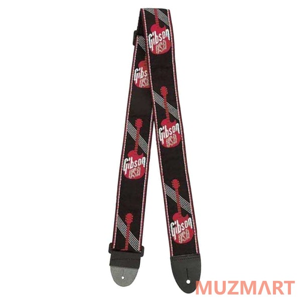 Gibson ASGG-600 2' WOVEN STRAP W/ GIBSON LOGO-RED Ремень для гитары с красным лого