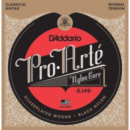 D'Addario EJ49 Струны для классической гитары, серебряная обмотка, черный нейлон