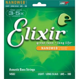 Elixir 14502 Nanoweb Light Струны для 4-х струнной акустической бас гитары