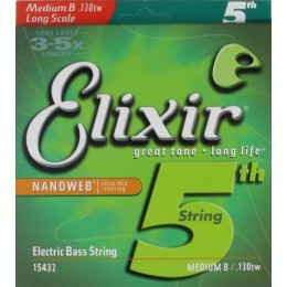 Elixir 15432 Nanoweb Medium B Одиночная 5-я струна для бас гитары