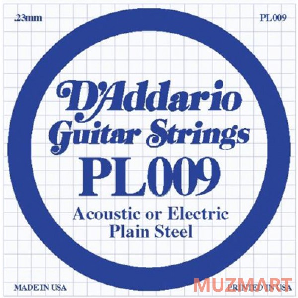 D'Addario PL009 Одиночная струна для акустической и электрогитары