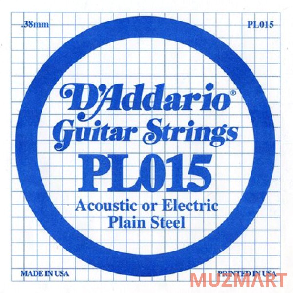 D'Addario PL015 Одиночная струна для акустической и электрогитары
